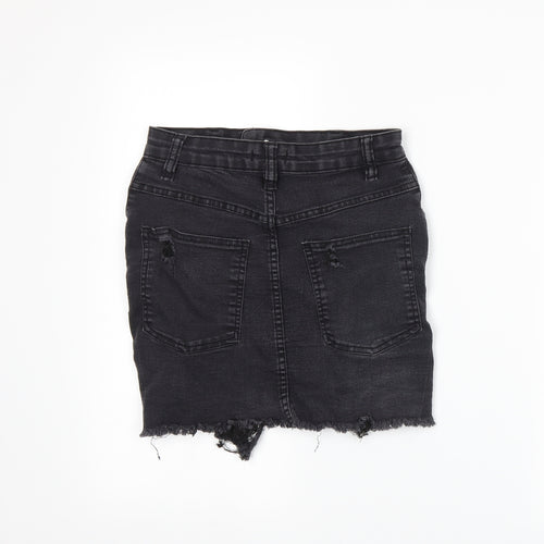 PRETTYLITTLETHING Womens Grey  Denim Straight & Pencil Skirt Size 6