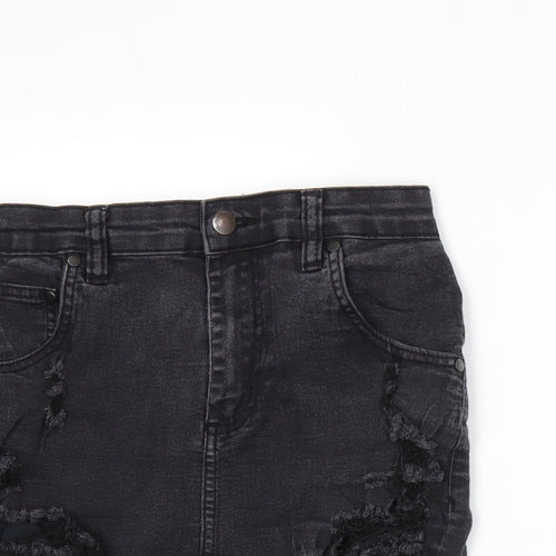 PRETTYLITTLETHING Womens Grey  Denim Straight & Pencil Skirt Size 6