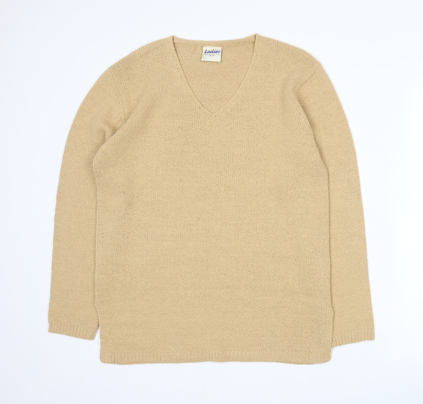 Ladies Womens Beige  Knit Pullover Jumper Size 10