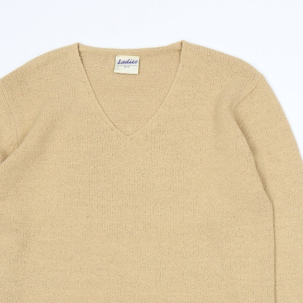Ladies Womens Beige  Knit Pullover Jumper Size 10