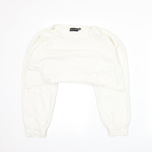 PRETTYLITTLETHING Womens White  Jersey Pullover Sweatshirt Size 12
