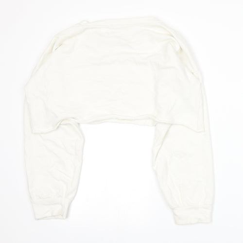 PRETTYLITTLETHING Womens White  Jersey Pullover Sweatshirt Size 12
