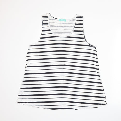Avenue Womens White Striped  Basic Tank Size 14