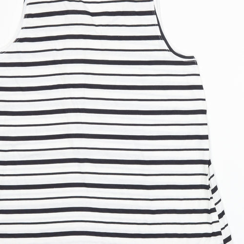 Avenue Womens White Striped  Basic Tank Size 14