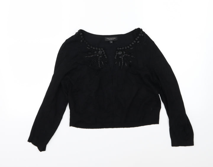 Debenhams Womens Black  Knit Cardigan Jumper Size 14