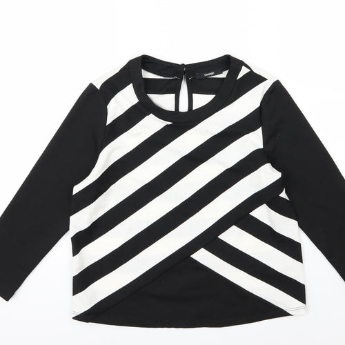 George Womens Black Striped  Basic T-Shirt Size 10