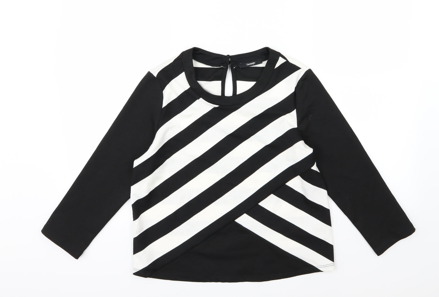 George Womens Black Striped  Basic T-Shirt Size 10