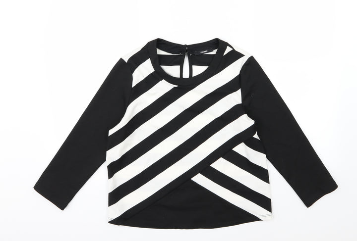 George Womens Black Striped Basic T-Shirt Size 10