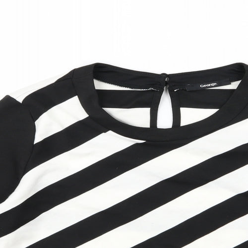 George Womens Black Striped  Basic T-Shirt Size 10