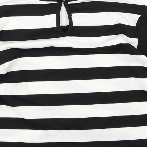 George Womens Black Striped  Basic T-Shirt Size 10