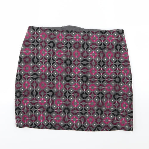 Marks and Spencer Womens Grey Geometric  A-Line Skirt Size 34 in