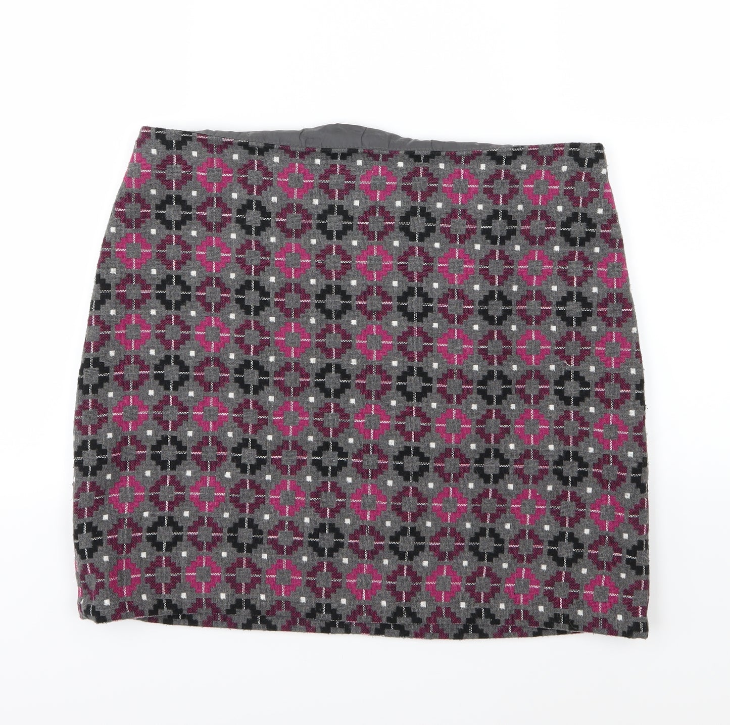 Marks and Spencer Womens Grey Geometric  A-Line Skirt Size 34 in