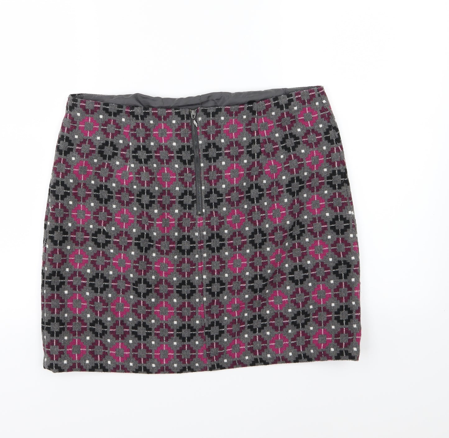 Marks and Spencer Womens Grey Geometric  A-Line Skirt Size 34 in
