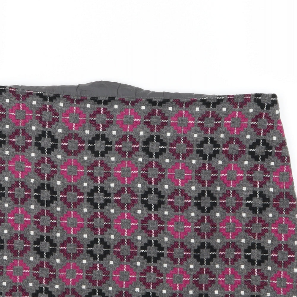 Marks and Spencer Womens Grey Geometric  A-Line Skirt Size 34 in
