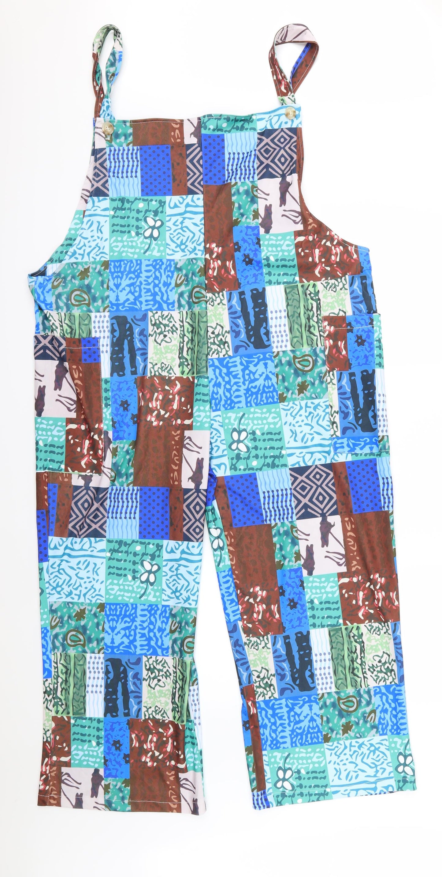 Preworn Womens Multicoloured Geometric  Dungaree One-Piece Size XL L26 in