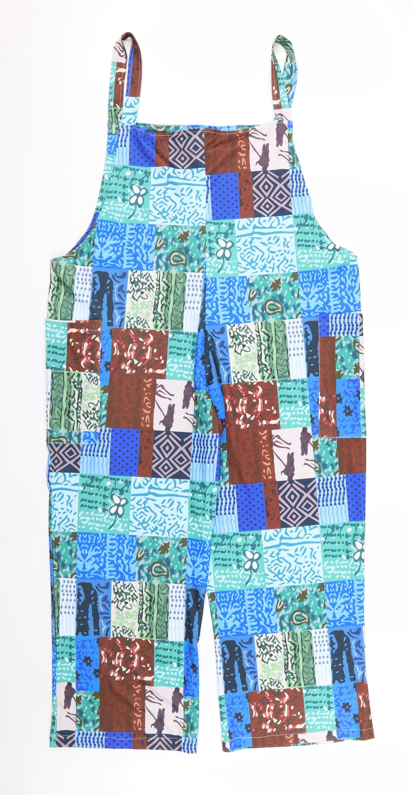 Preworn Womens Multicoloured Geometric  Dungaree One-Piece Size XL L26 in