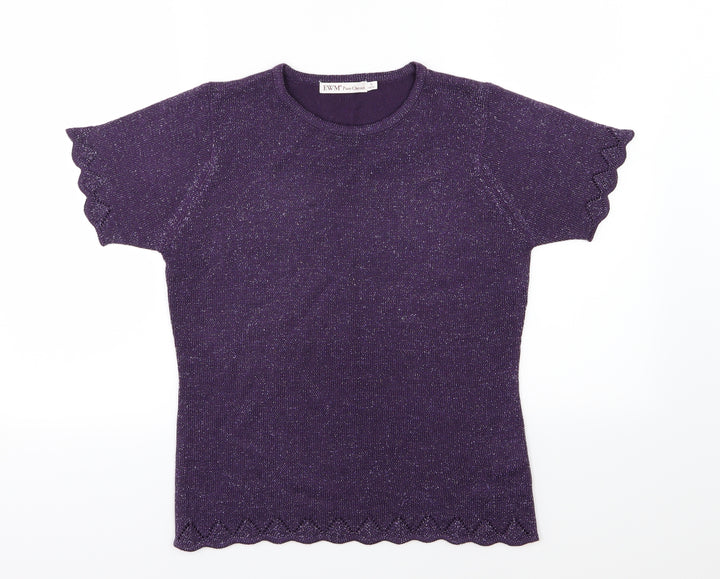 EWM Womens Purple Knit Pullover Jumper Size S
