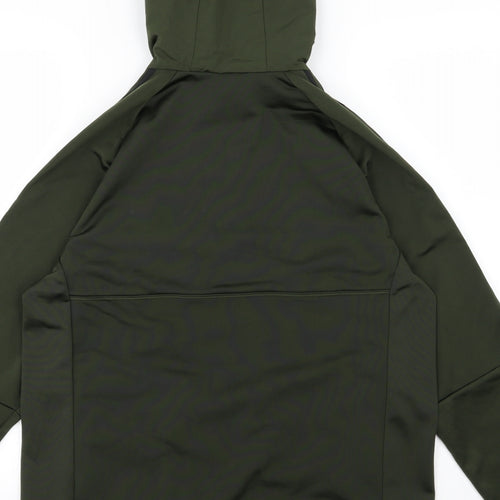 adidas Boys Green Striped Jersey Pullover Hoodie Size 15-16 Years
