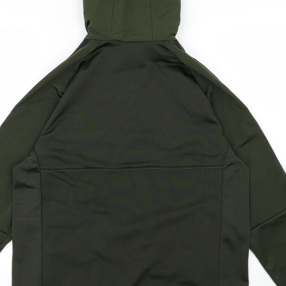 adidas Boys Green Striped Jersey Pullover Hoodie Size 15-16 Years
