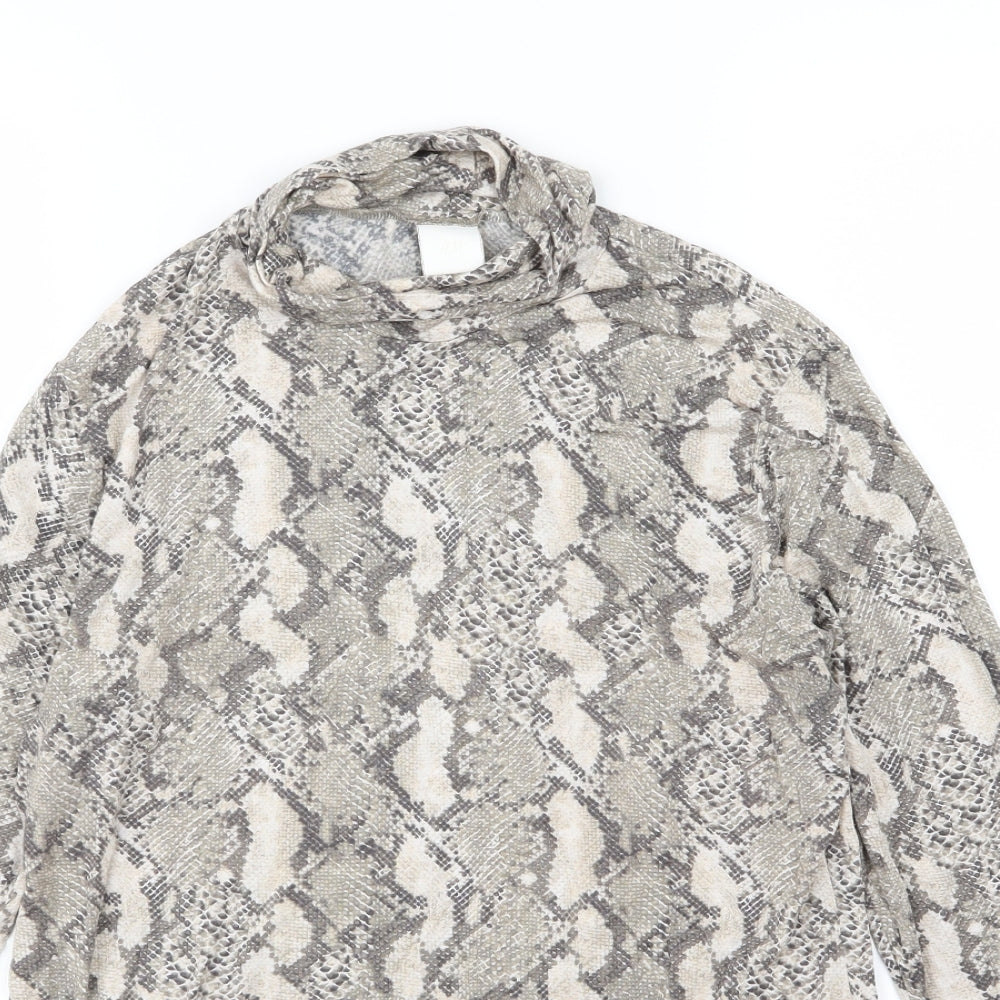 H&M Womens Grey Animal Print Jersey Basic T-Shirt Size L