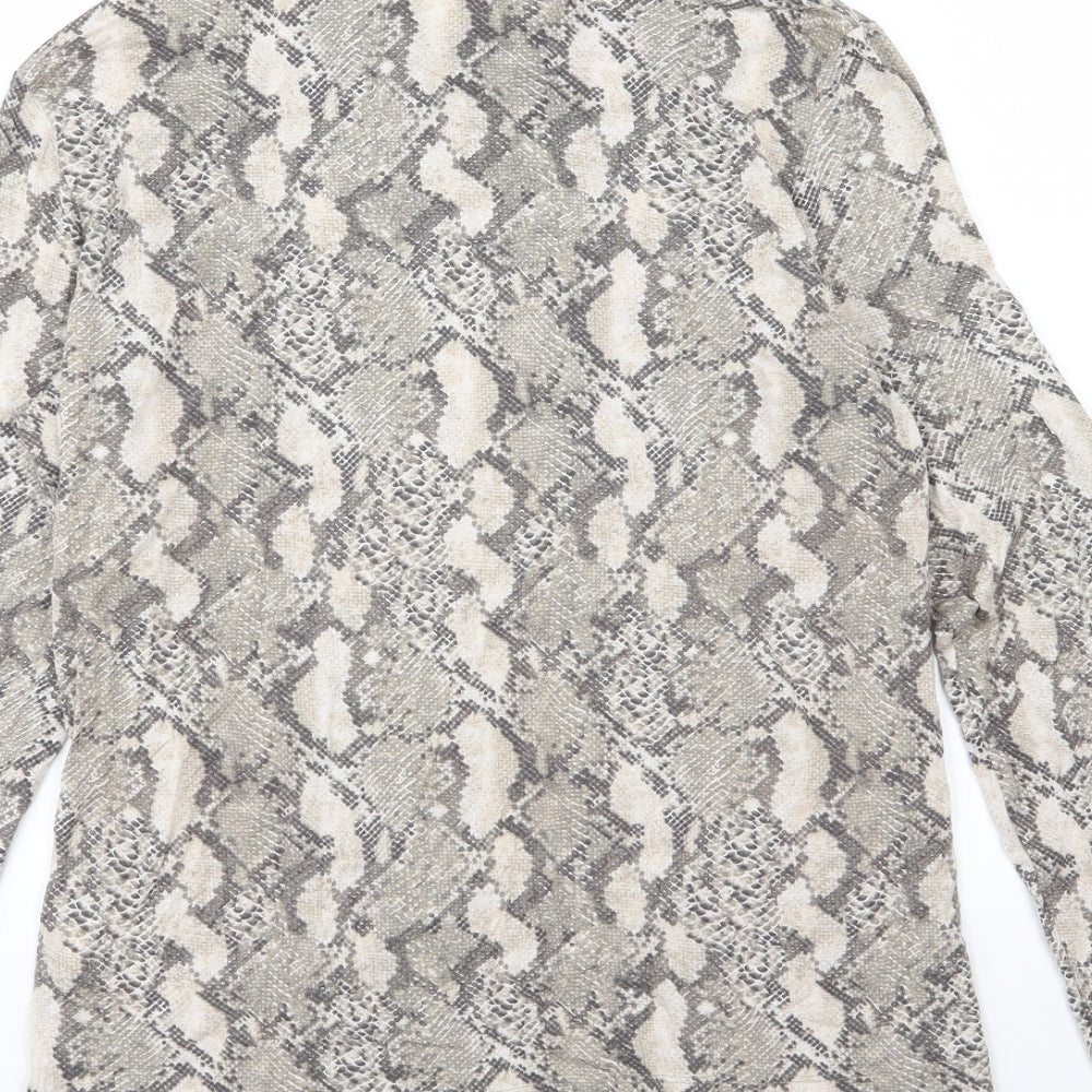 H&M Womens Grey Animal Print Jersey Basic T-Shirt Size L