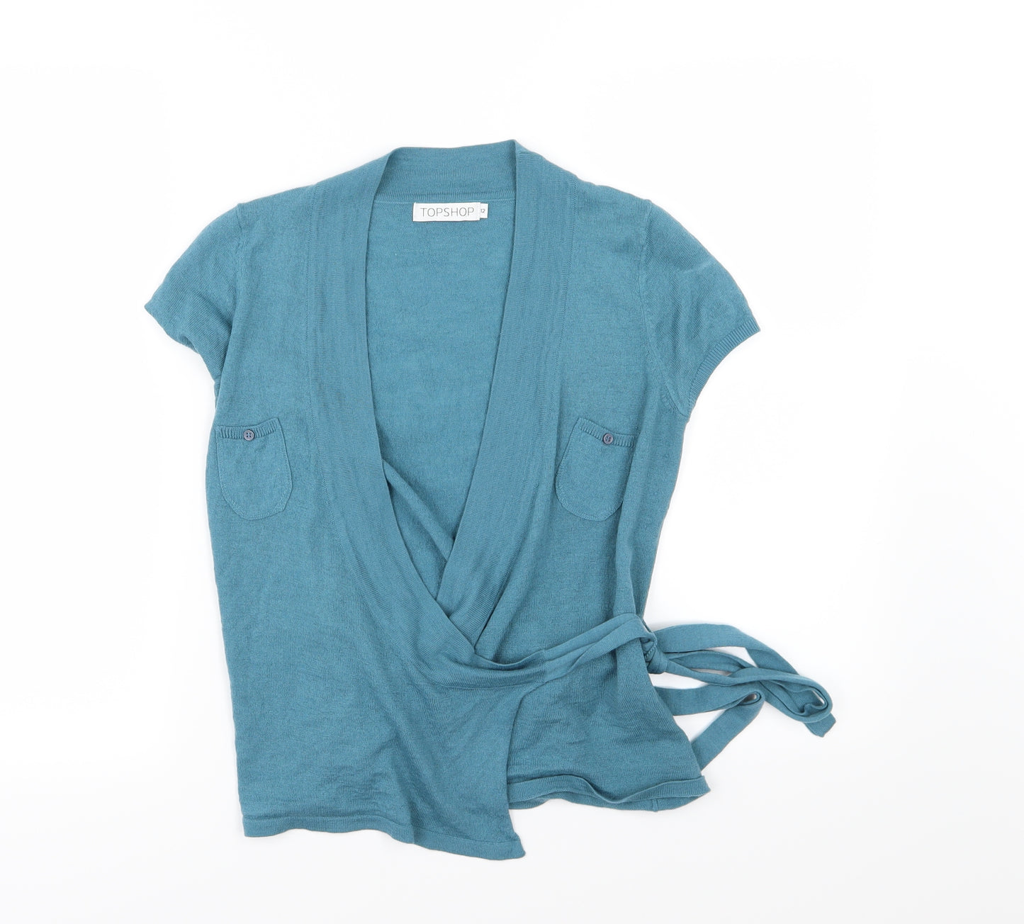 Topshop Womens Blue  Knit Wrap Jumper Size 12