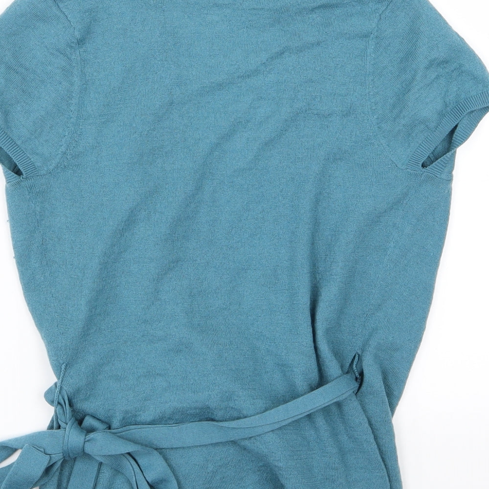 Topshop Womens Blue  Knit Wrap Jumper Size 12