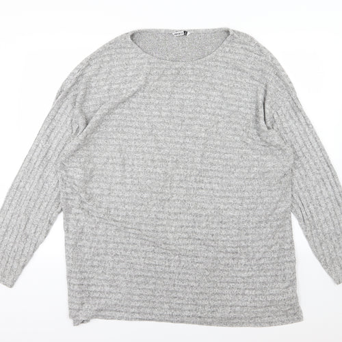 Pep&Co Womens Grey Striped Knit Pullover Jumper Size 20
