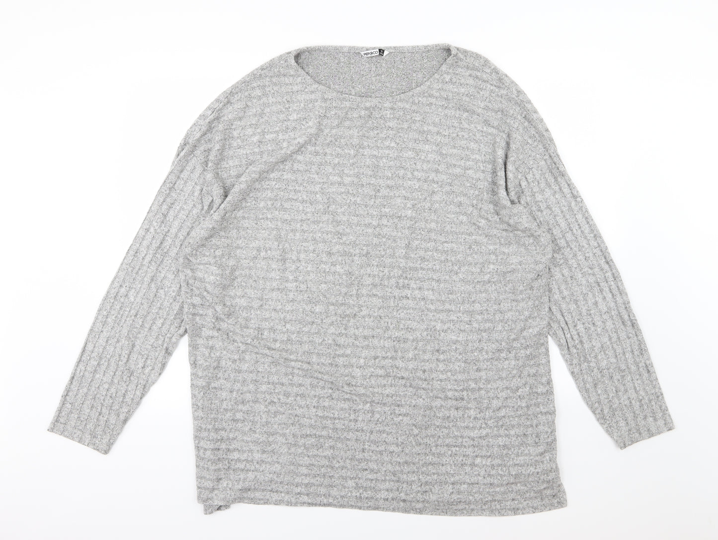 Pep&Co Womens Grey Striped Knit Pullover Jumper Size 20