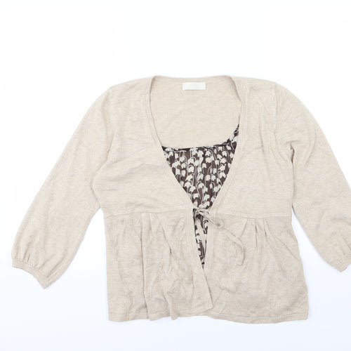 Marks and Spencer Womens Beige Floral Knit Pullover Jumper Size 14  - Cardigan and top all in one