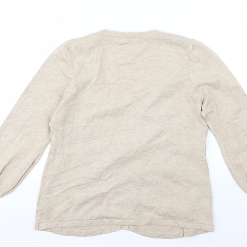 Marks and Spencer Womens Beige Floral Knit Pullover Jumper Size 14  - Cardigan and top all in one