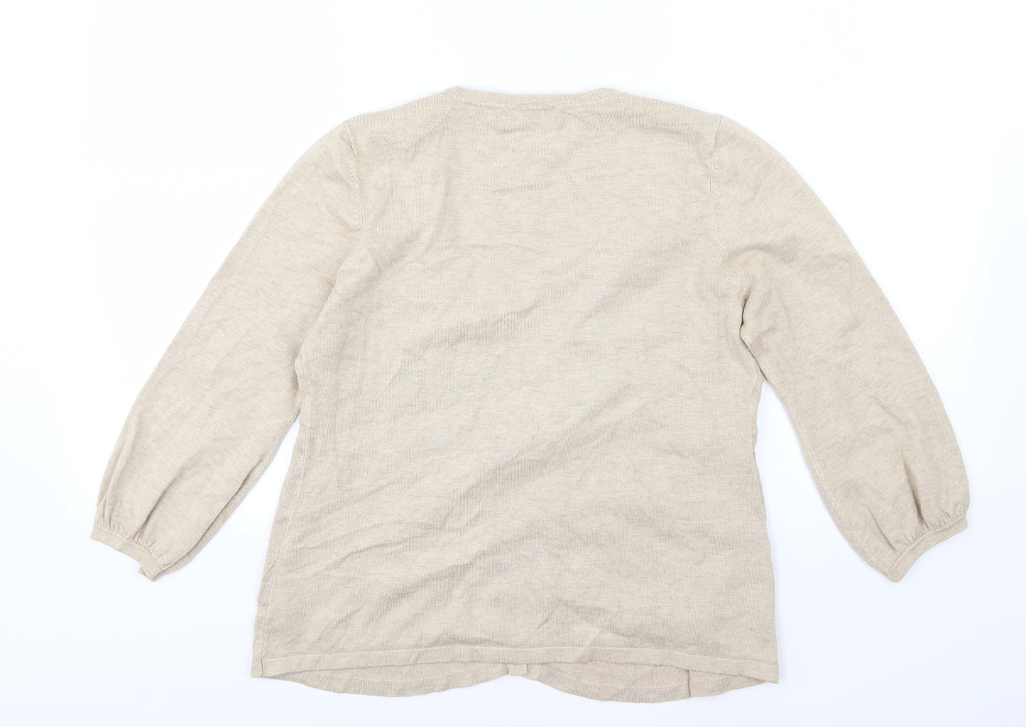 Marks and Spencer Womens Beige Floral Knit Pullover Jumper Size 14  - Cardigan and top all in one