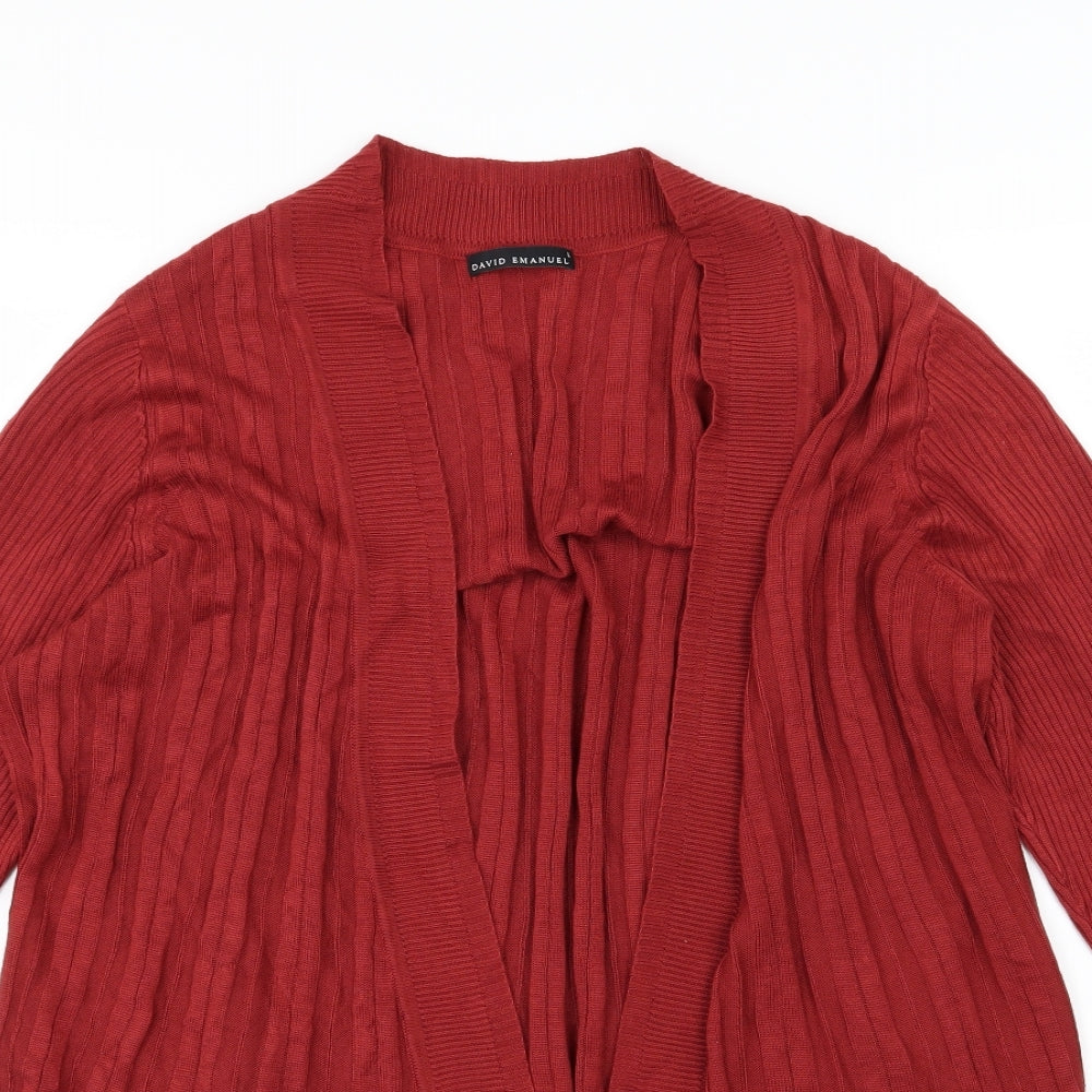 David Emmanuel Womens Red  Knit Cardigan Jumper Size L