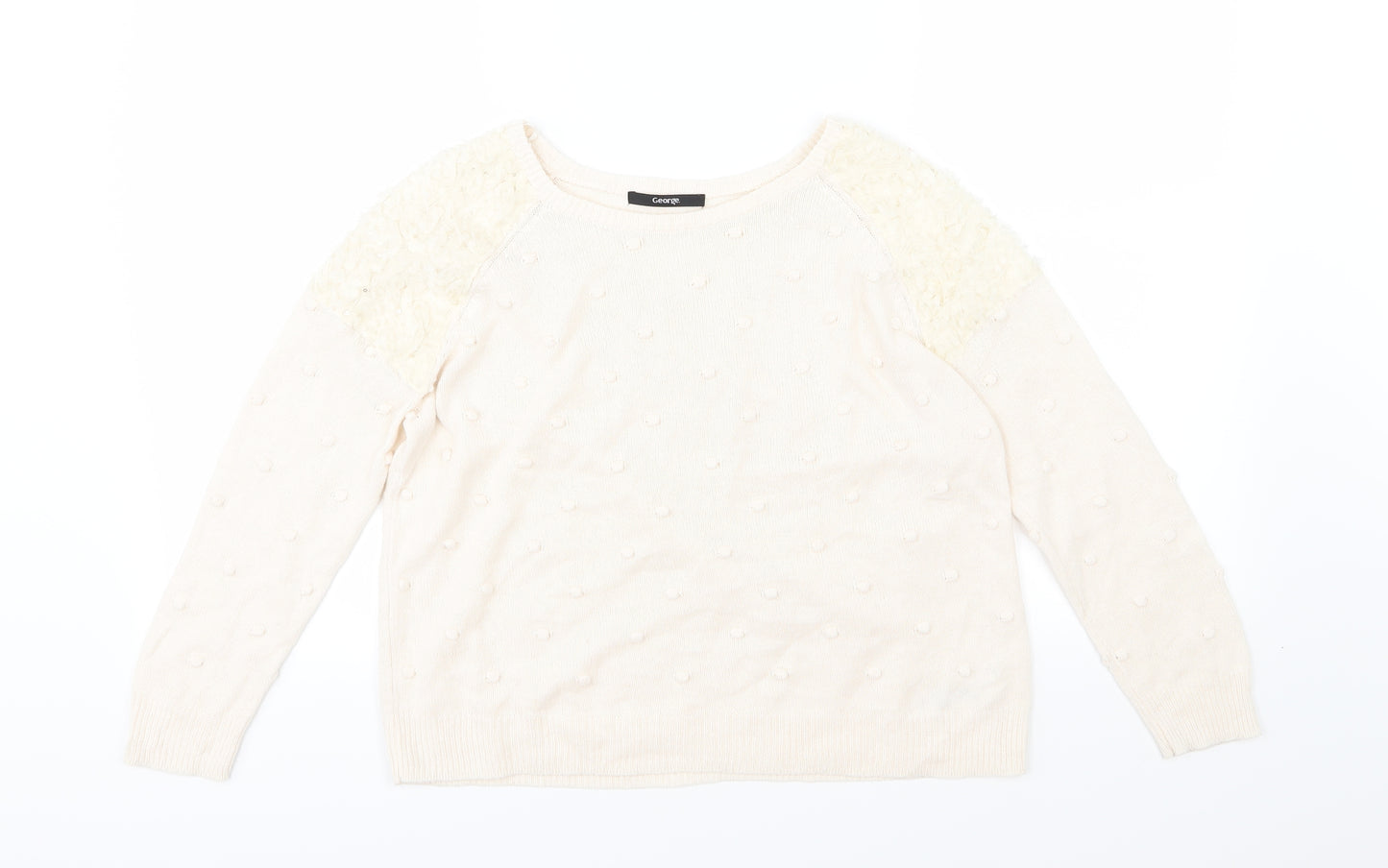 George Womens Beige Polka Dot Knit Pullover Jumper Size 12