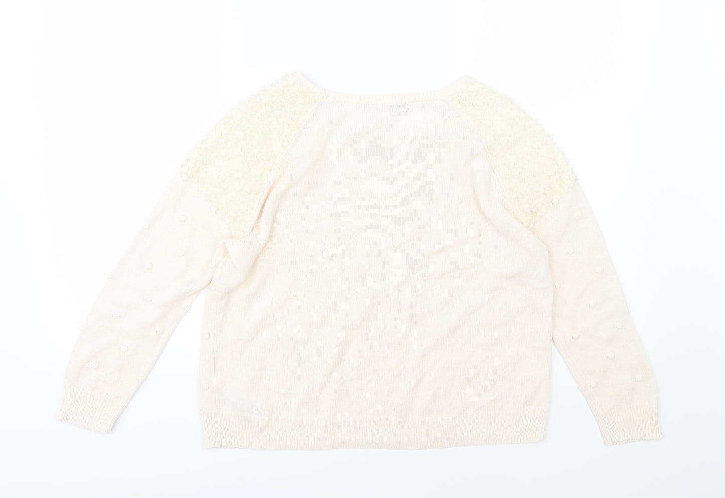 George Womens Beige Polka Dot Knit Pullover Jumper Size 12