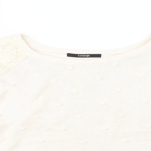 George Womens Beige Polka Dot Knit Pullover Jumper Size 12