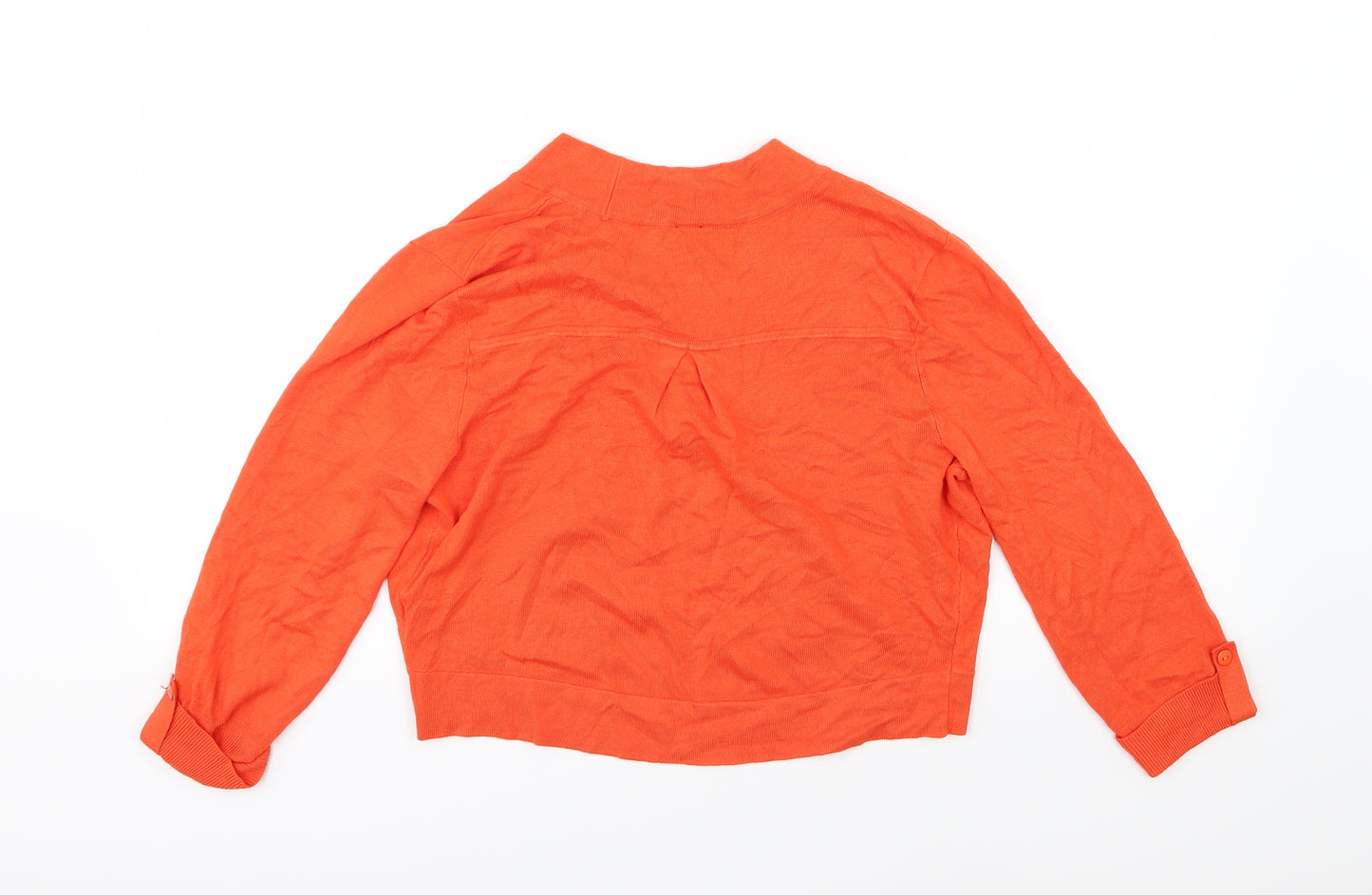 Wallis Womens Orange  Knit Cardigan Jumper Size M  - Cropped