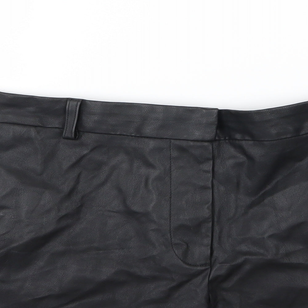 Papaya Womens Black   Hot Pants Shorts Size 14 - Leather Effect