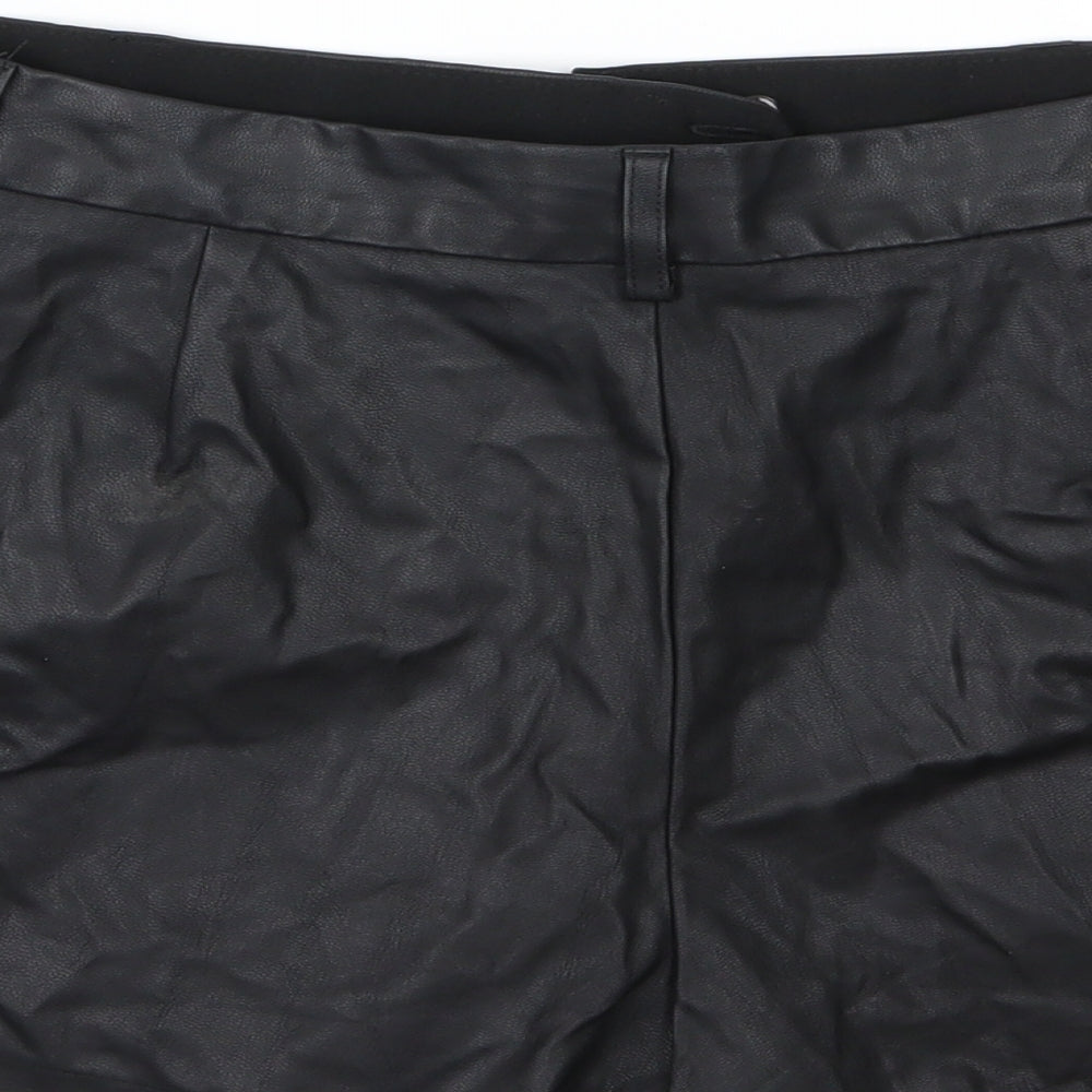 Papaya Womens Black   Hot Pants Shorts Size 14 - Leather Effect