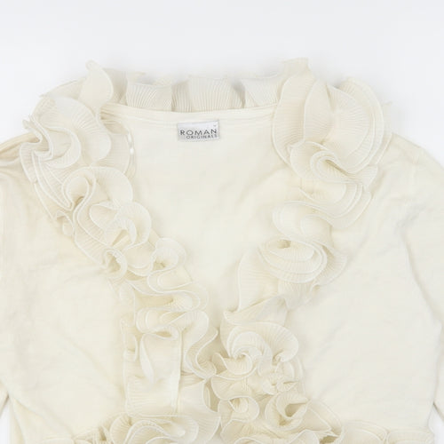 Roman Womens Ivory  Knit Cardigan Jumper Size M  - Ruffle