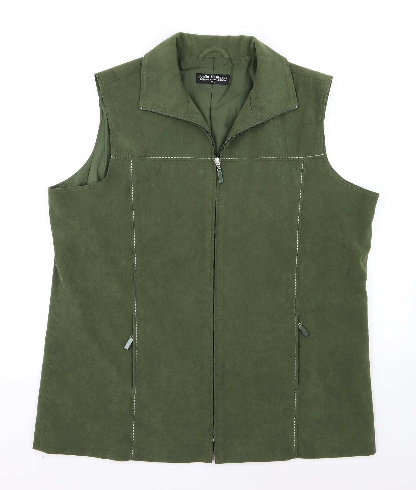 Joella Di Marco Womens Green  Velour Gilet Jacket Size 2XL