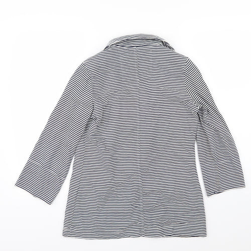 Denim & Co. Womens Blue Striped Denim Jacket Blazer Size 8