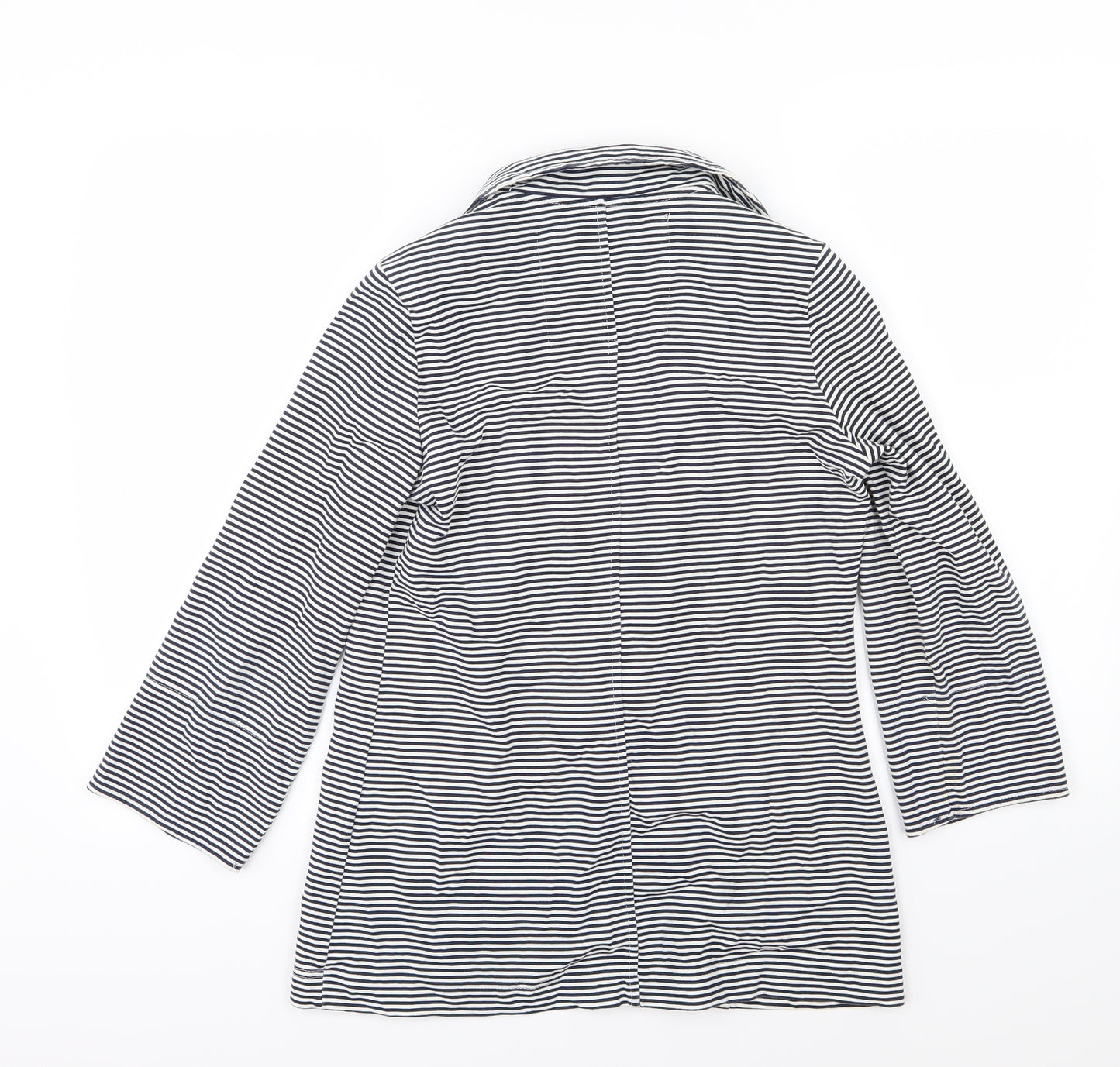 Denim & Co. Womens Blue Striped Denim Jacket Blazer Size 8