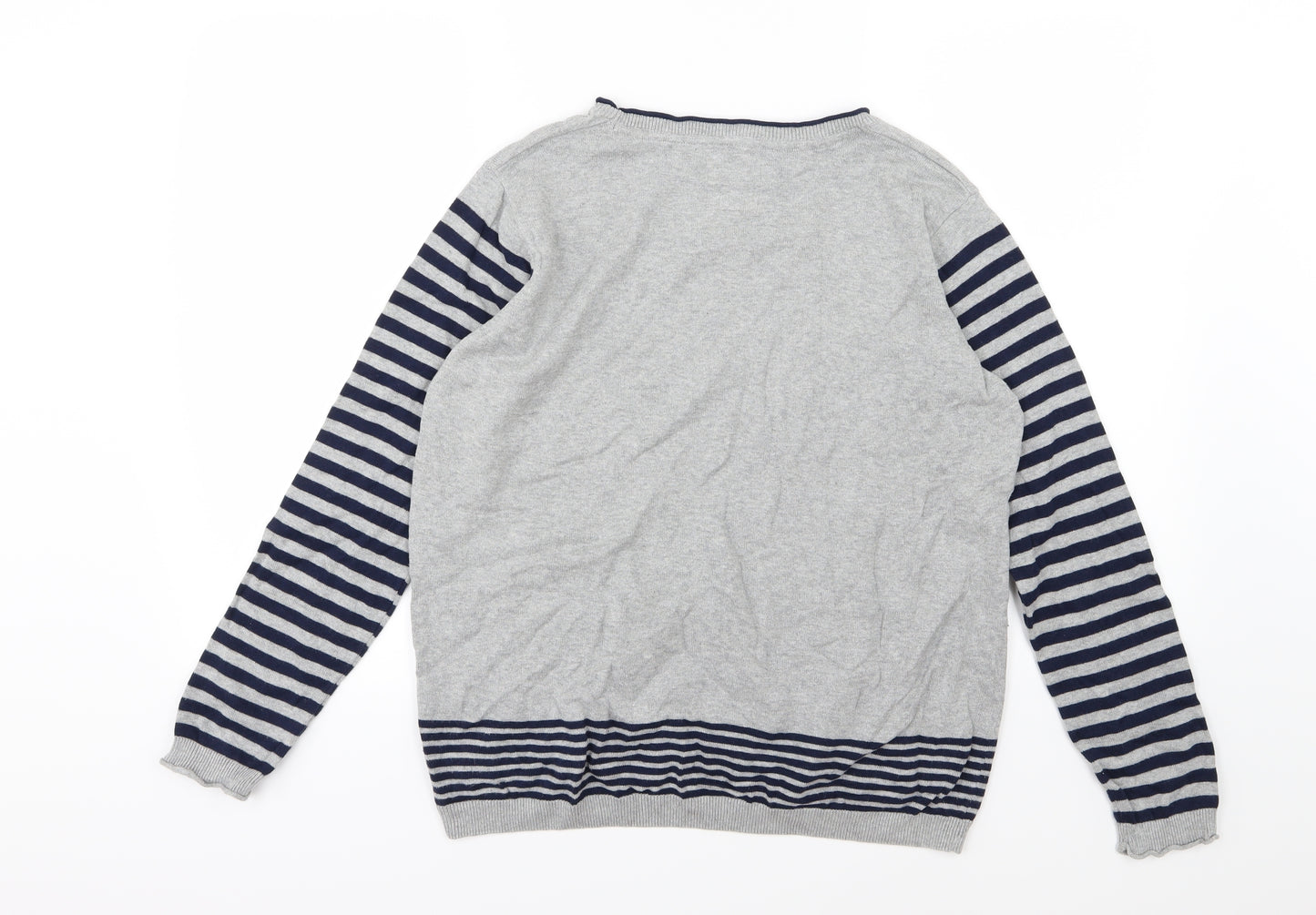 EWM Womens Grey Striped Knit Pullover Jumper Size L  - Rabbit