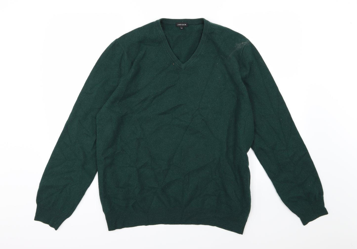 Jaeger Mens Green  Knit Pullover Jumper Size XL