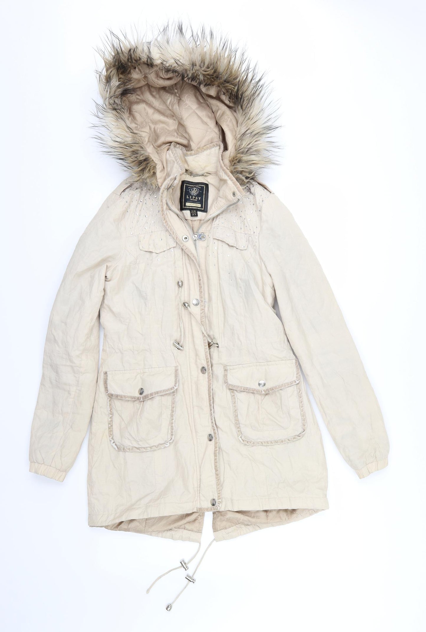 Lipsy Womens Beige   Overcoat Coat Size 8