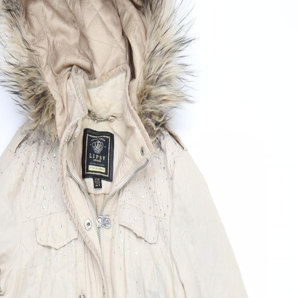 Lipsy Womens Beige   Overcoat Coat Size 8