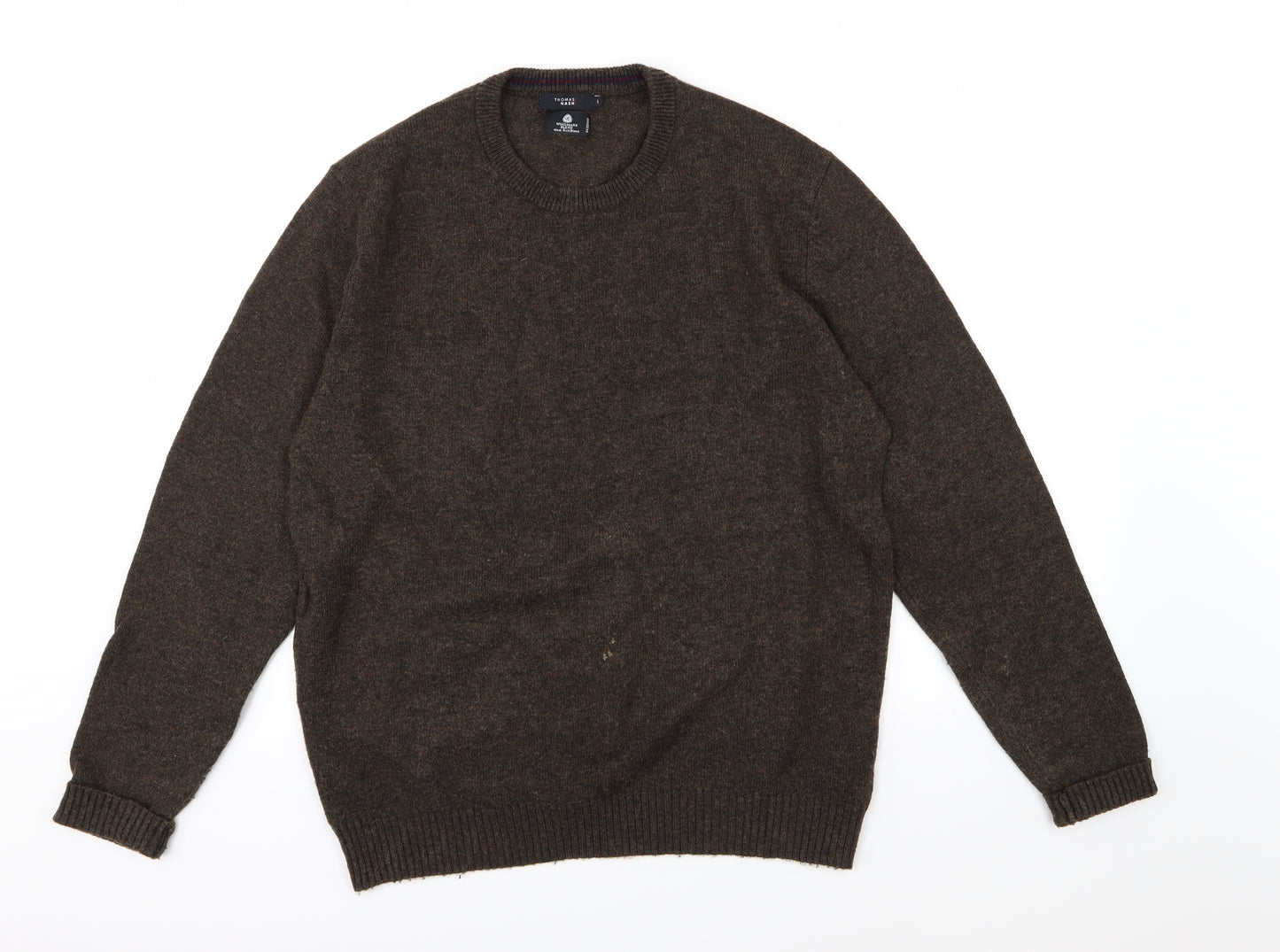 Thomas Nash Mens Brown  Knit Pullover Jumper Size L