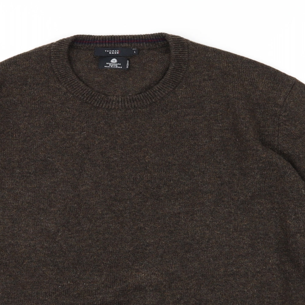 Thomas Nash Mens Brown  Knit Pullover Jumper Size L
