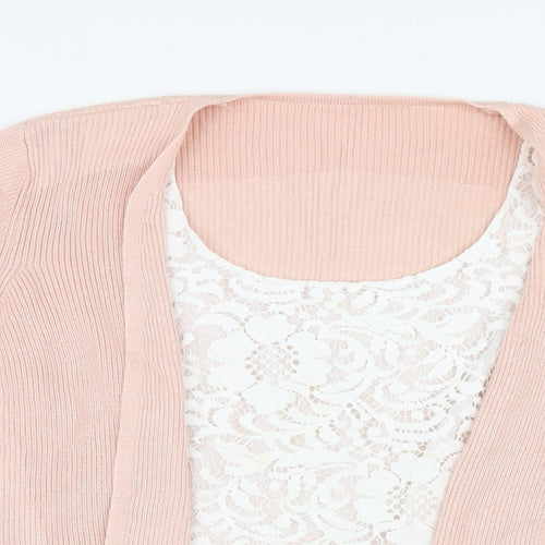 Marks and Spencer Womens Pink   Basic Blouse Size 12  - Cardigan and Top All in One